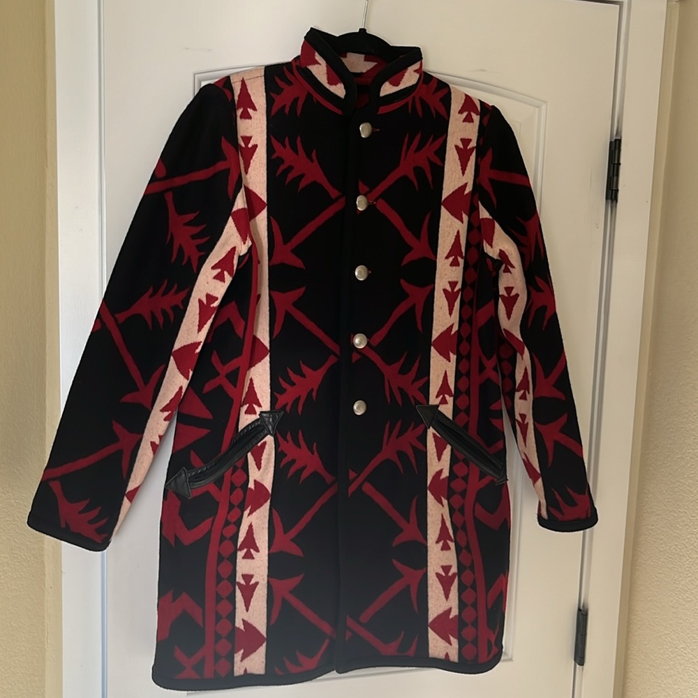 Vintage Native Southwest Aztec Wool Reversible Blanket Jacket Coat